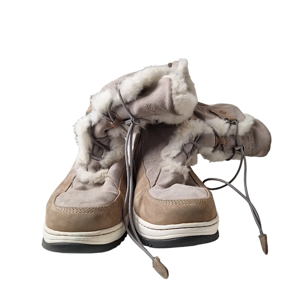 Sperry Women Gray Powder Valley Vibram Thinsulate Faux Fur Lined Winter Boot Sz9